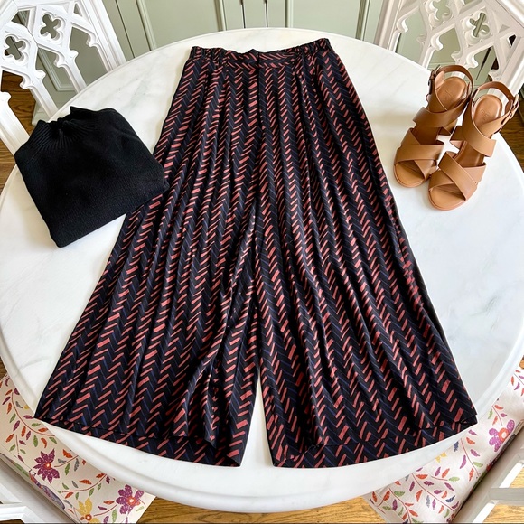 Apiece Apart Pants - APIECE APART 'Taiyana Wabi' Wide Leg Crop Pants Navy Hatch Sz 2